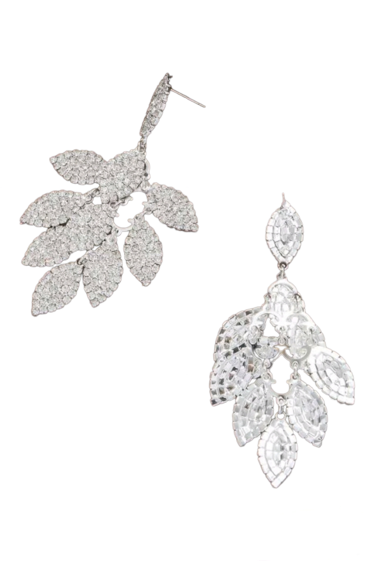 Rhinestone Leaves Dangles Earrings