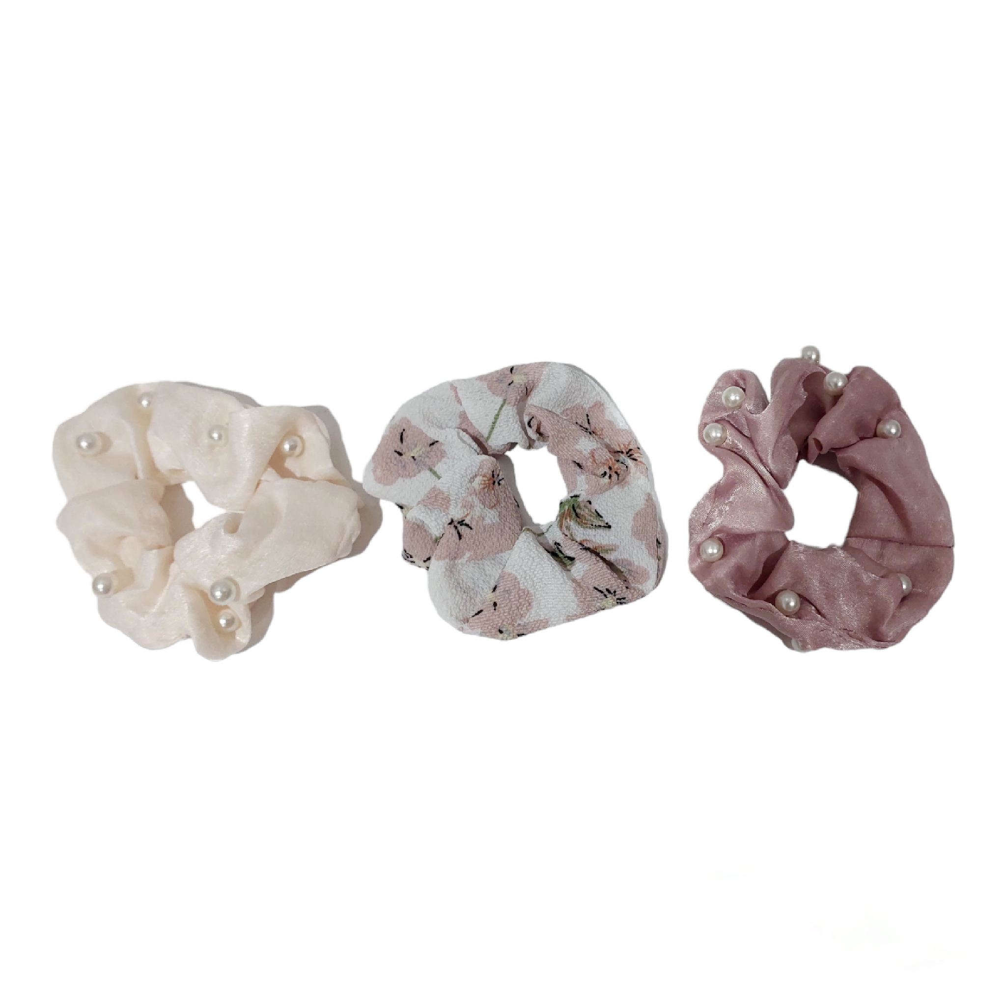 Pearl & Floral Scrunchies (3pack)