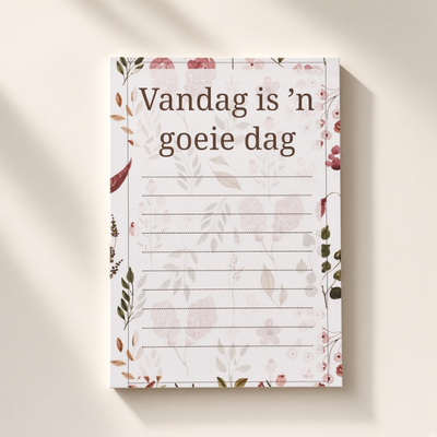 🌸 Vandag is ’n goeie dag – A5 Skryfblok