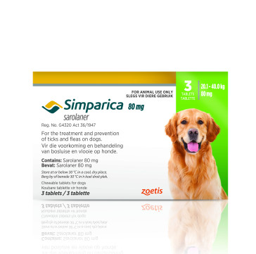 Simparica 80mg Tabs 3 (20-40kg) Green