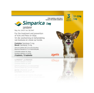 Simparica 5mg Tabs 3 (1.3-2.5kg) Yellow