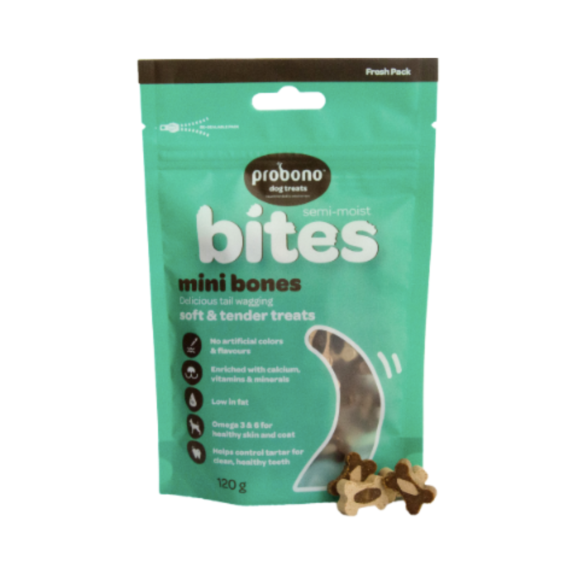 Treats Dog S/Moist Mini Bones - Probono